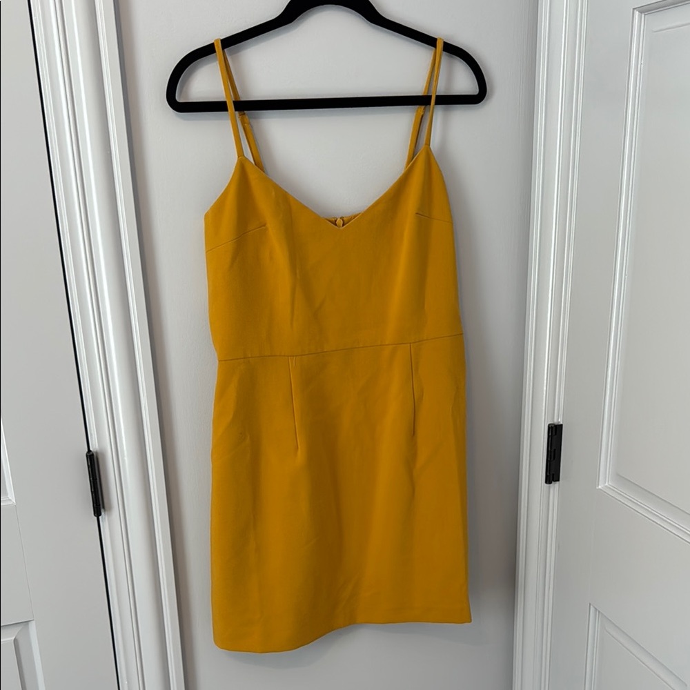 French Connection Gold Spaghetti Strap Mini Sundress